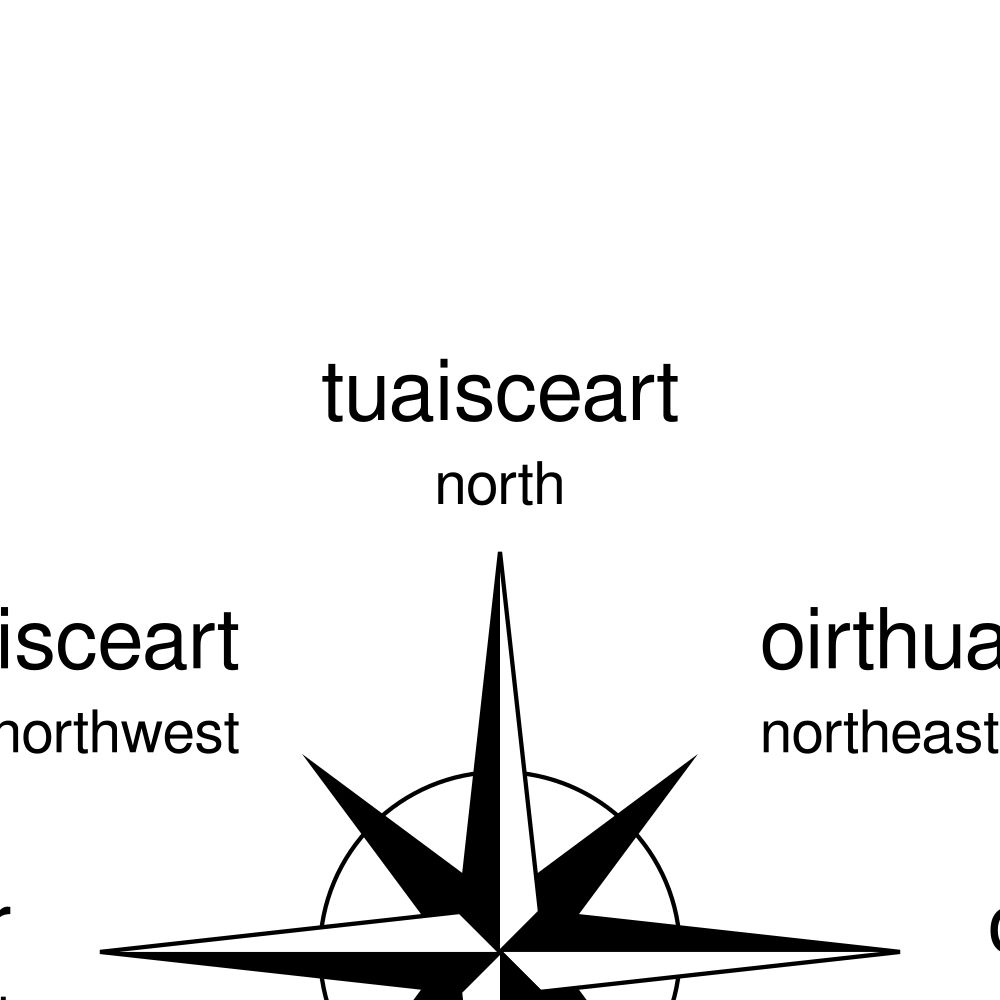 Leskoff Cardinal Directions Poster, Irish/English-Labeled, image 2 of 2