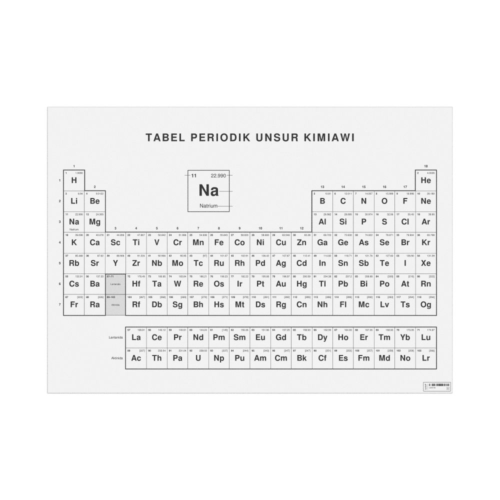 Leskoff Periodic Table Chart, 33.1 x 23.4 in (84.1 x 59.4 cm, Poster / Wall Chart), 18-Column Layout, Sundanese-Labeled, image 1 of 2