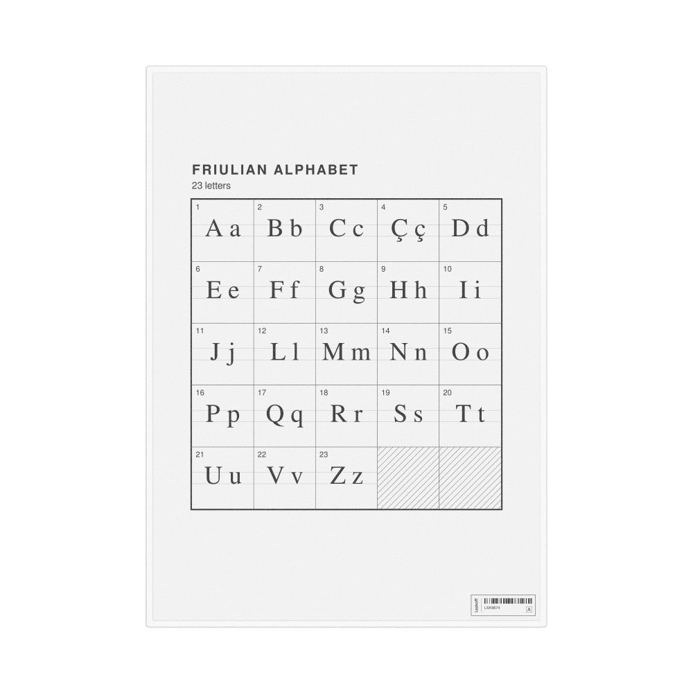 Leskoff Friulian Alphabet Chart, 8.3 x 11.7 in (21.0 x 29.7 cm, Desk Chart, Laminated), image 1 of 2