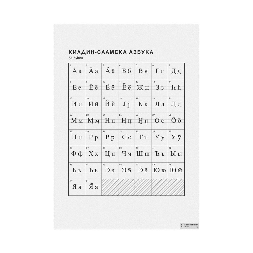 Leskoff Kildin Sámi Alphabet Chart, 23.4 x 33.1 in (59.4 x 84.1 cm, Poster / Wall Chart), Bulgarian-Labeled, image 1 of 2