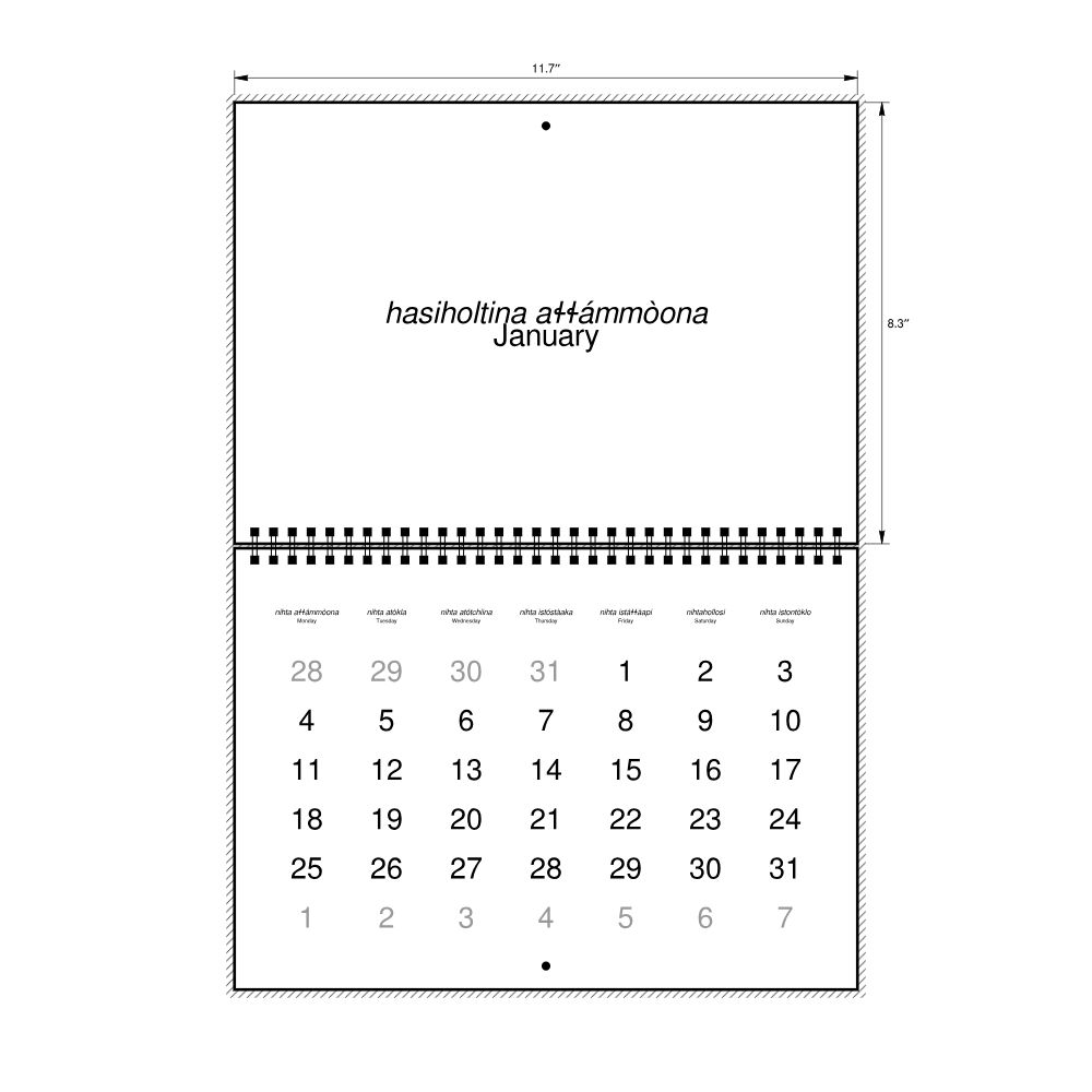 Leskoff 2027 Wall Calendar, Alabama/English-Labeled, Monday-Start Layout, Wire-Bound, 11.7 x 8.3 in (29.7 x 21.0 cm), image 2 of 2
