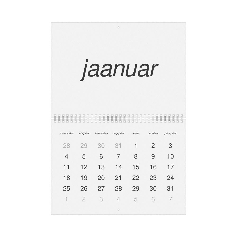 Leskoff 2027 Wall Calendar, Estonian-Labeled, Monday-Start Layout, Wire-Bound, 11.7 x 8.3 in (29.7 x 21.0 cm), image 1 of 1