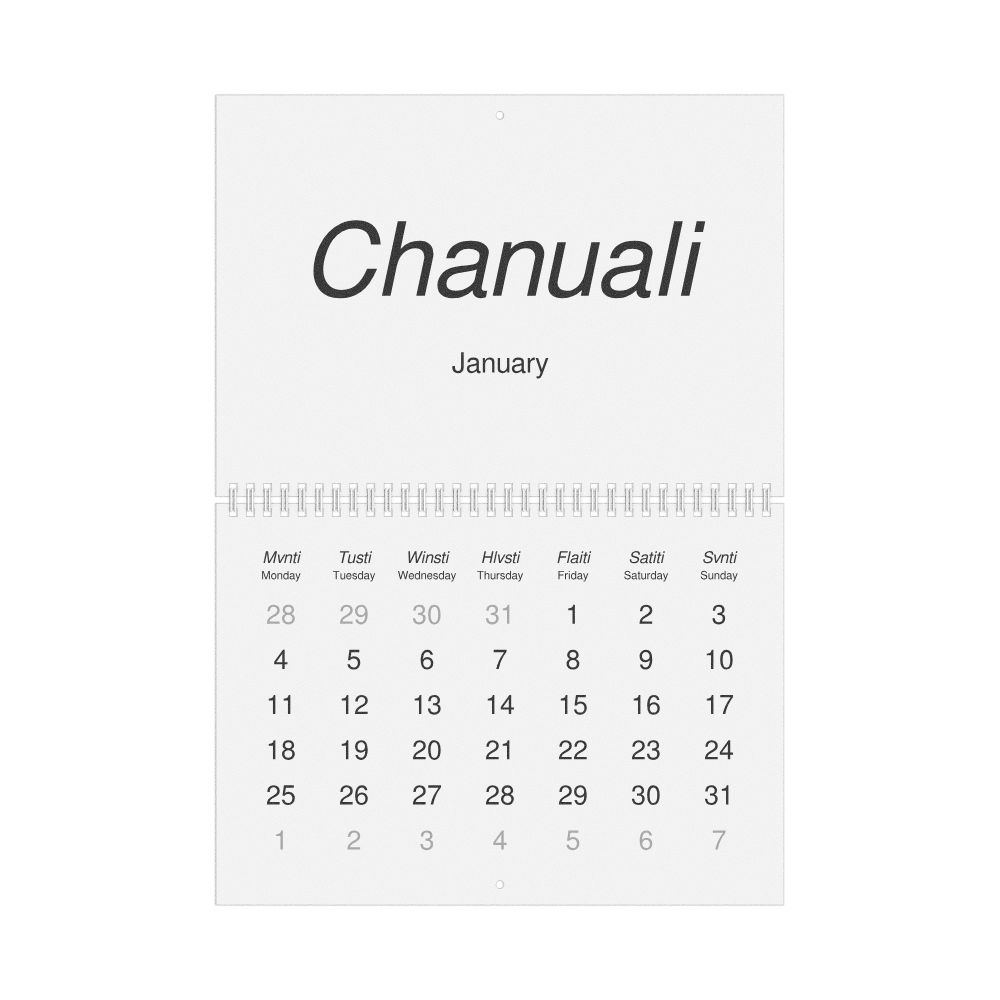Leskoff 2027 Wall Calendar, Choctaw/English-Labeled, Monday-Start Layout, Wire-Bound, 11.7 x 8.3 in (29.7 x 21.0 cm), image 1 of 1