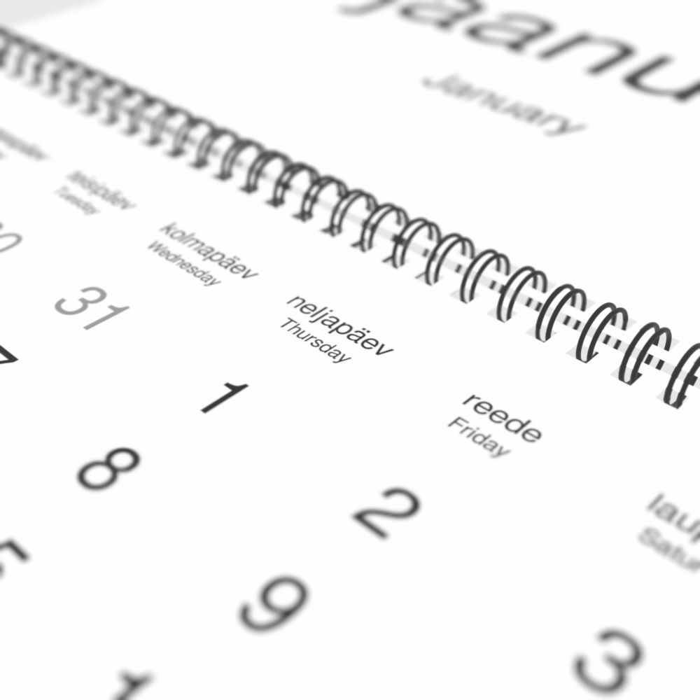 Leskoff 2026 Wall Calendar, Estonian/English-Labeled, Sunday-Start Layout, Wire-Bound, 11.7 x 8.3 in (29.7 x 21.0 cm), image 1 of 2