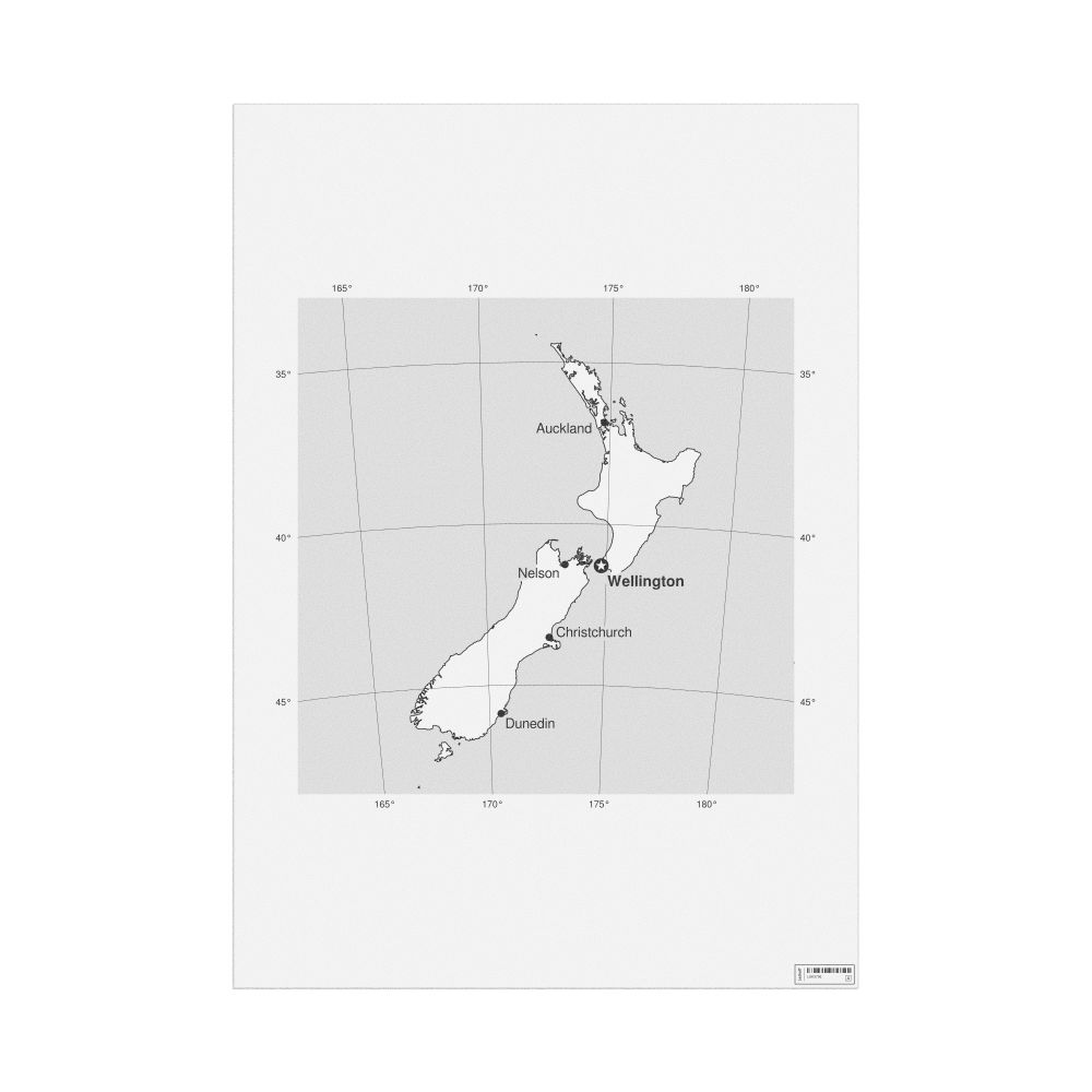 Leskoff New Zealand Map Poster, Italian-Labeled, image 1 of 2