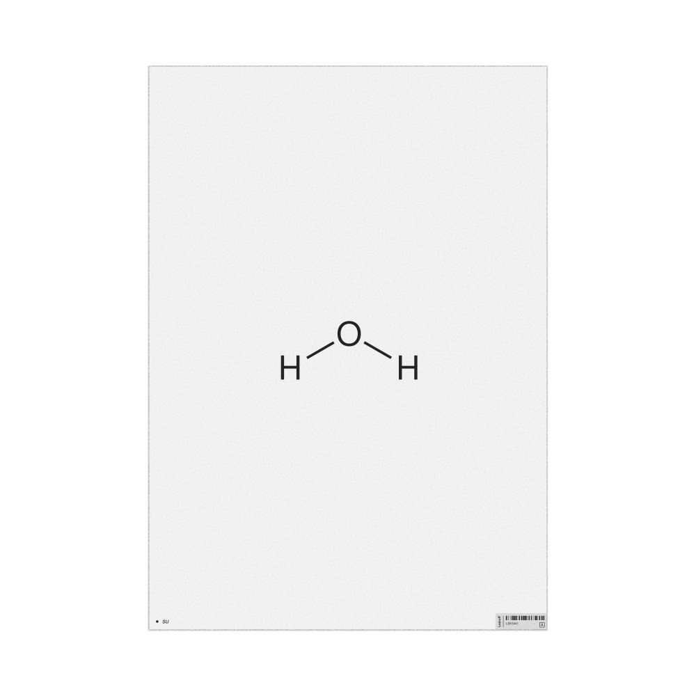 Leskoff Water Molecule Poster, 2D Structure, Azerbaijani-Labeled, image 1 of 1