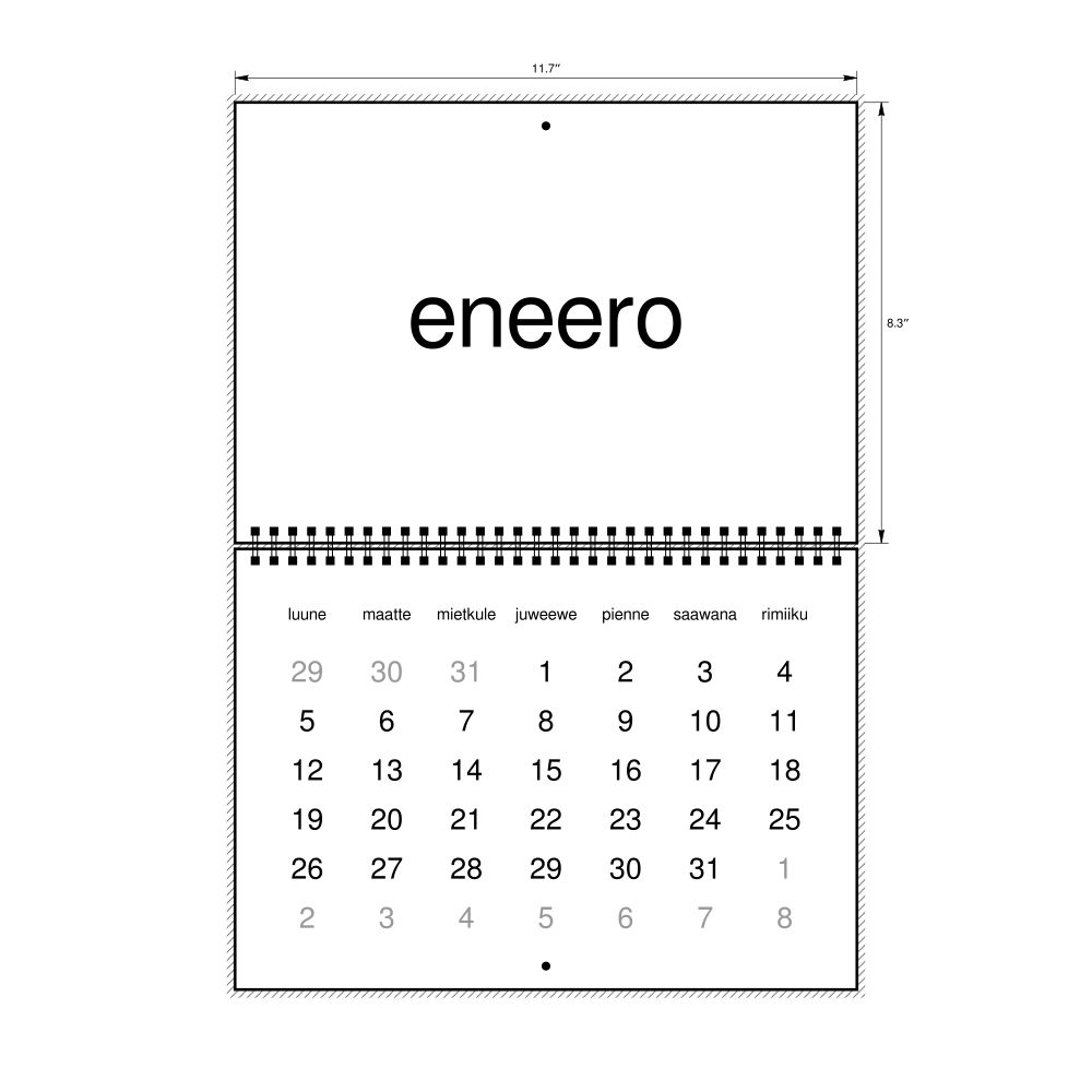 Leskoff 2026 Wall Calendar, Wayuu-Labeled, Monday-Start Layout, Wire-Bound, 11.7 x 8.3 in (29.7 x 21.0 cm), image 1 of 1