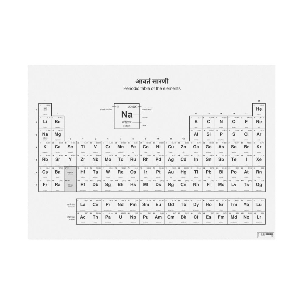 Leskoff Periodic Table Chart, 33.1 x 23.4 in (84.1 x 59.4 cm, Poster / Wall Chart), 18-Column Layout, Nepali/English-Labeled, image 1 of 2