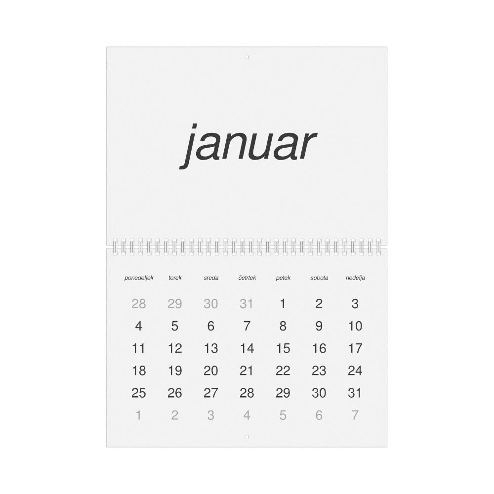 Leskoff 2027 Wall Calendar, Slovene-Labeled, Monday-Start Layout, Wire-Bound, 11.7 x 8.3 in (29.7 x 21.0 cm), image 1 of 1