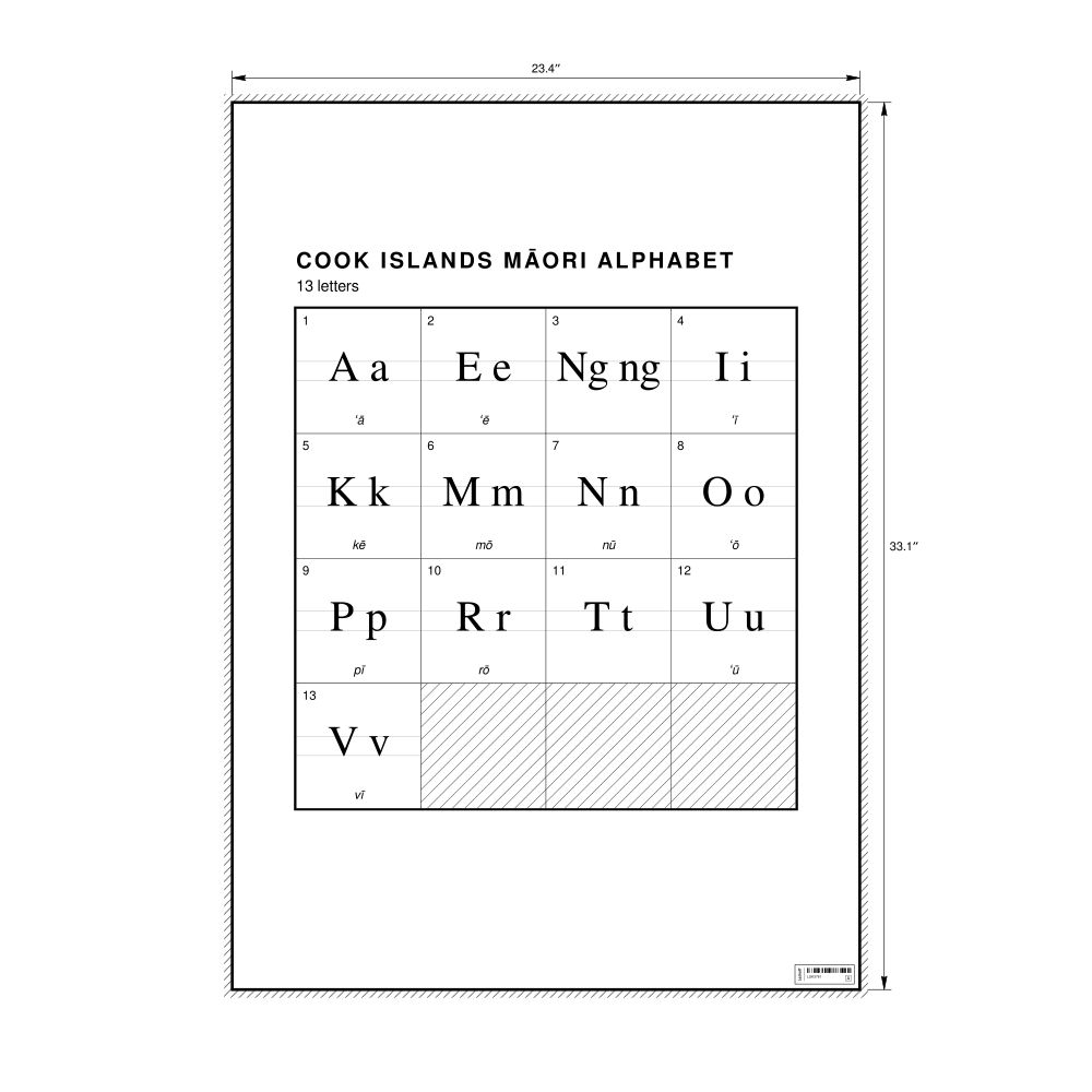 Leskoff Cook Islands Māori Alphabet Chart, 23.4 x 33.1 in (59.4 x 84.1 cm, Poster / Wall Chart), image 1 of 2