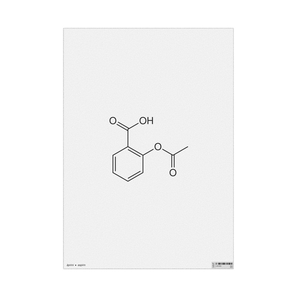Leskoff Aspirin Molecule Poster, 2D Structure, Māori/English-Labeled, image 1 of 1