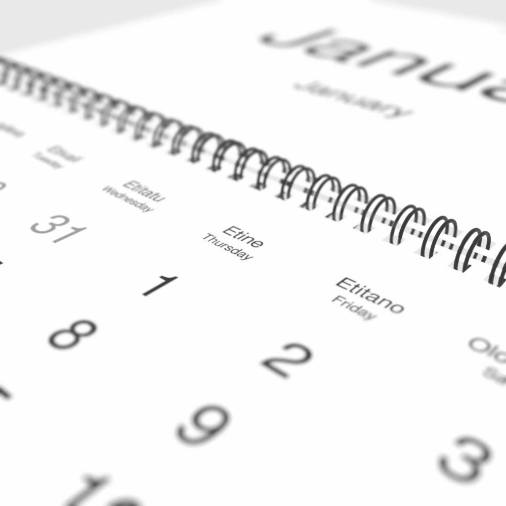 Leskoff 2026 Wall Calendar, Kwanyama/English-Labeled, Sunday-Start Layout, Wire-Bound, 11.7 x 8.3 in (29.7 x 21.0 cm), image 1 of 2