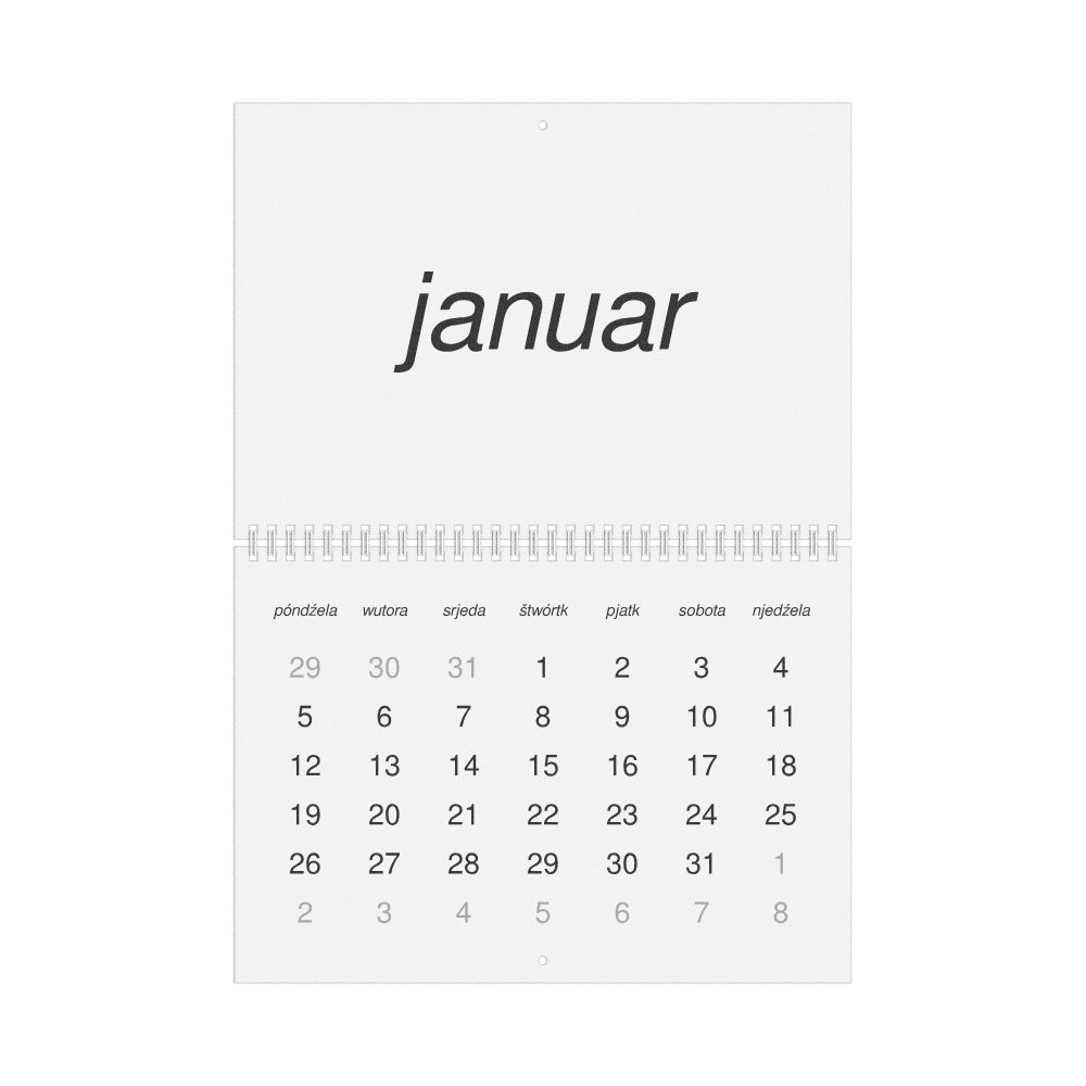 Leskoff 2026 Wall Calendar, Upper Sorbian-Labeled, Monday-Start Layout, Wire-Bound, 11.7 x 8.3 in (29.7 x 21.0 cm), image 1 of 1