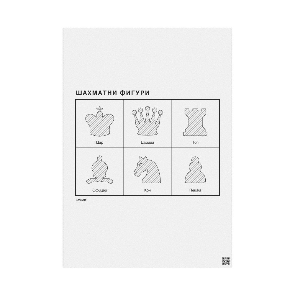Leskoff Chess Pieces Poster, Bulgarian-Labeled, image 1 of 2