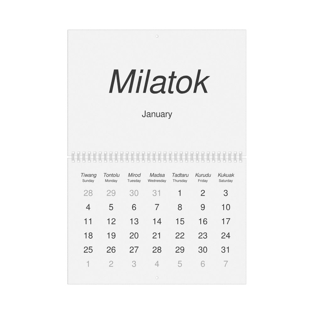 Leskoff 2026 Wall Calendar, Dusun/English-Labeled, Sunday-Start Layout, Wire-Bound, 11.7 x 8.3 in (29.7 x 21.0 cm), image 1 of 1