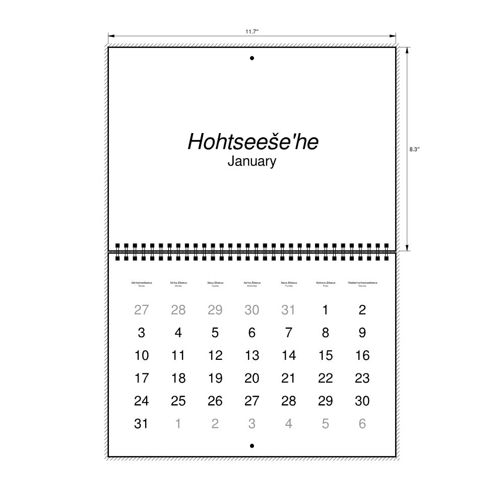 Leskoff 2027 Wall Calendar, Cheyenne/English-Labeled, Sunday-Start Layout, Wire-Bound, 11.7 x 8.3 in (29.7 x 21.0 cm), image 2 of 2