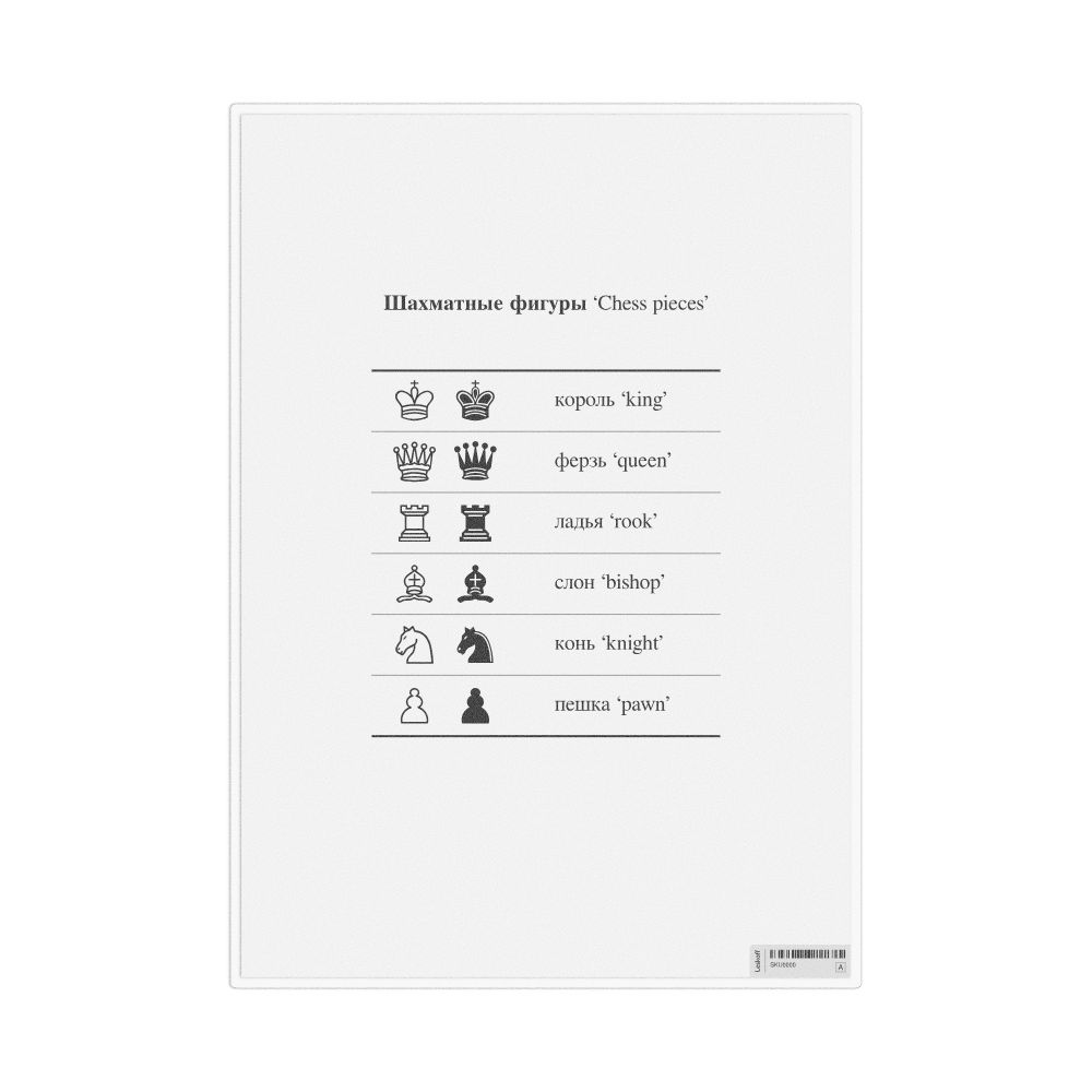 Leskoff Chess Pieces in Russian, Desk Chart, 8.3 x 11.7 in (21.0 x 29.7 cm), image 1 of 1