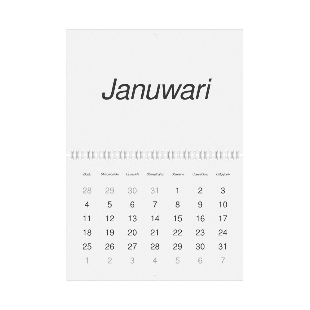Leskoff 2026 Wall Calendar, Zulu-Labeled, Sunday-Start Layout, Wire-Bound, 11.7 x 8.3 in (29.7 x 21.0 cm), image 1 of 1
