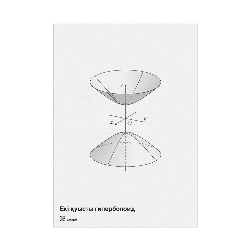Leskoff Hyperboloid of Two Sheets Poster, Solid Surface, Kazakh-Labeled, image 1 of 1