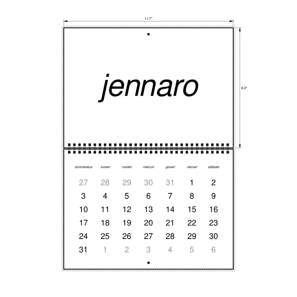 Leskoff 2027 Wall Calendar, Neapolitan-Labeled, Sunday-Start Layout, Wire-Bound, 11.7 x 8.3 in (29.7 x 21.0 cm), image 2 of 2