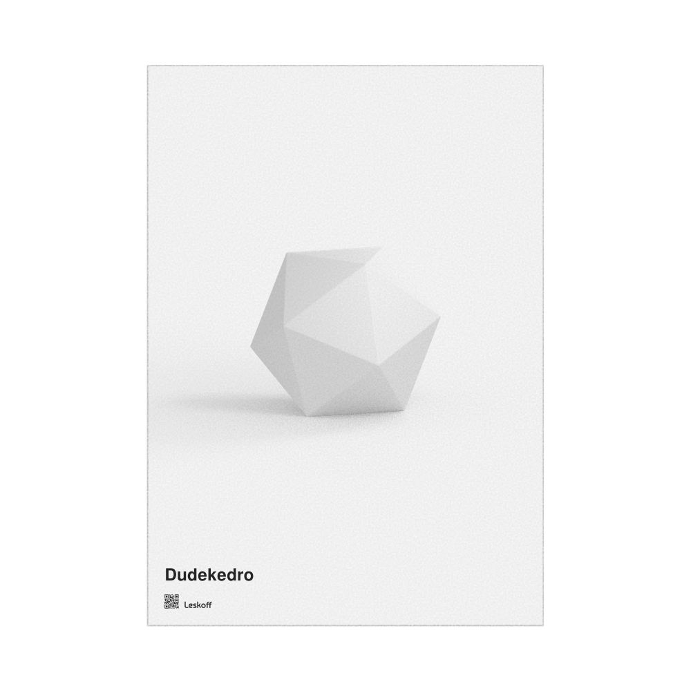 Leskoff Icosahedron Poster, Solid Shape, Esperanto-Labeled, image 1 of 1