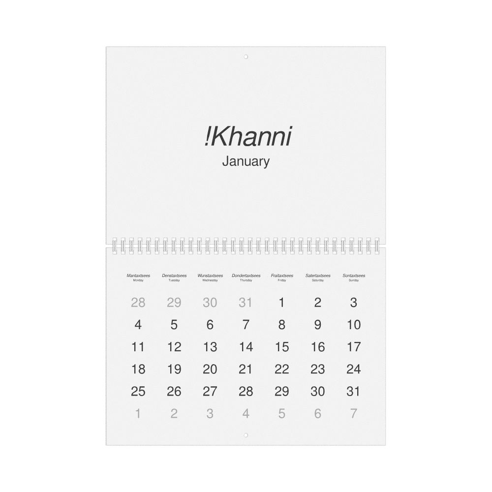 Leskoff 2027 Wall Calendar, Khoekhoe/English-Labeled, Monday-Start Layout, Wire-Bound, 11.7 x 8.3 in (29.7 x 21.0 cm), image 1 of 1
