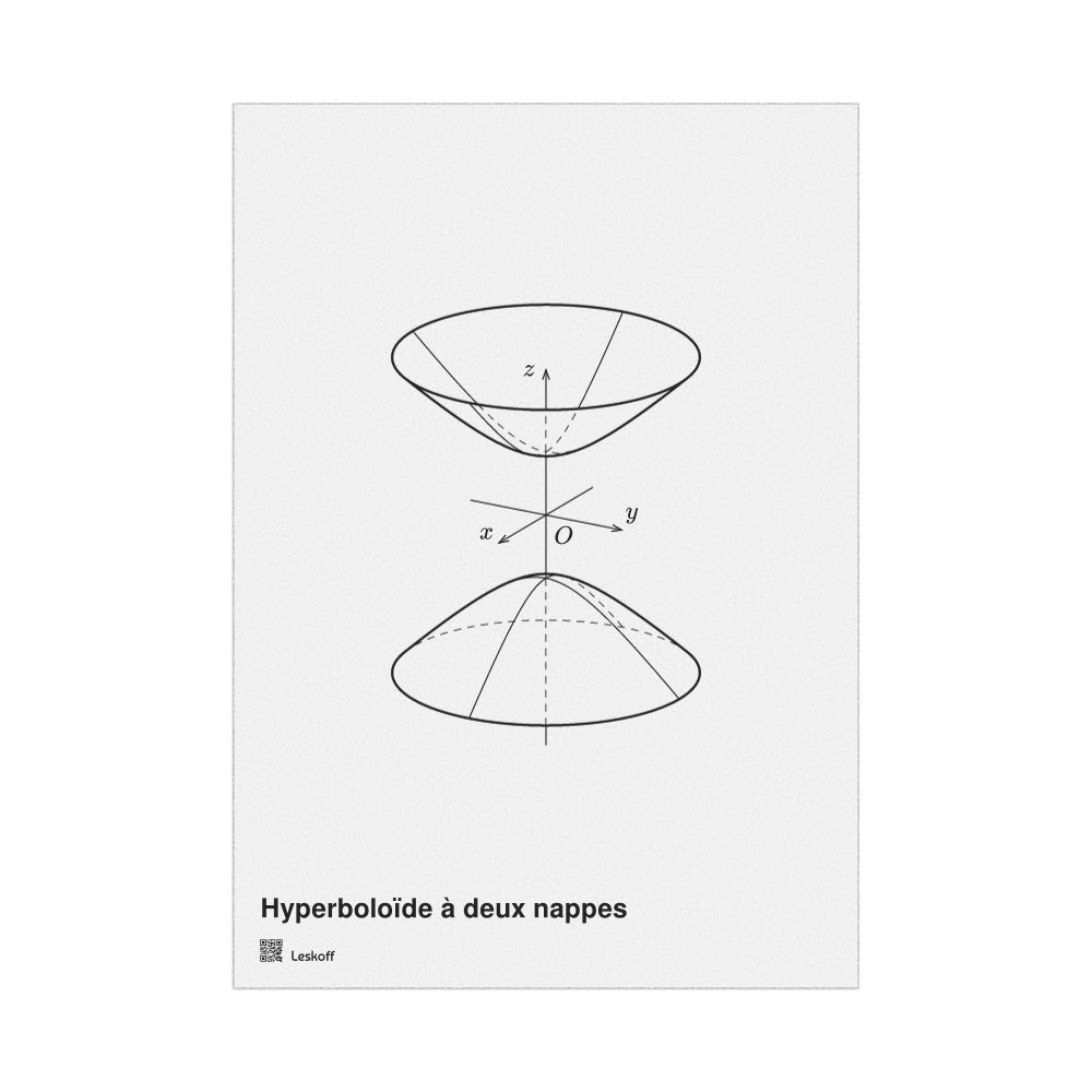 Leskoff Hyperboloid of Two Sheets Poster, Technical Illustration, French-Labeled, image 1 of 1