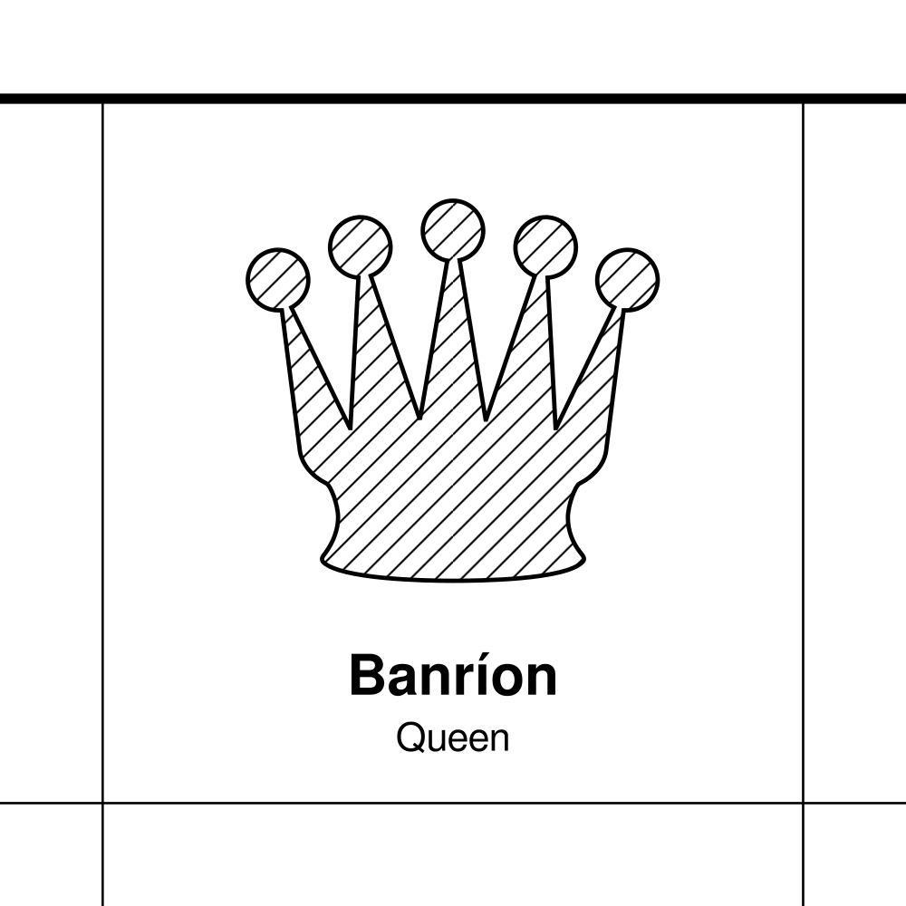 Leskoff Chess Pieces Poster, Irish/English-Labeled, image 2 of 2