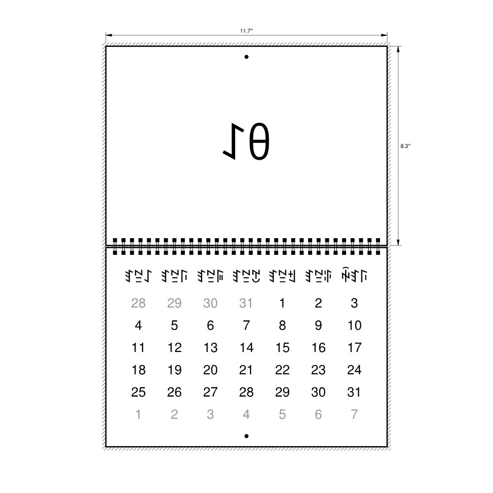 Leskoff 2027 Wall Calendar, Nuosu-Labeled, Monday-Start Layout, Wire-Bound, 11.7 x 8.3 in (29.7 x 21.0 cm), image 2 of 2