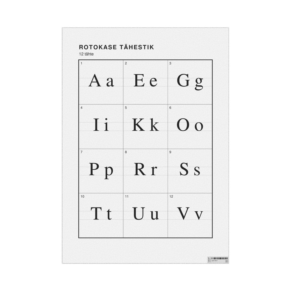 Leskoff Rotokas Alphabet Chart, 23.4 x 33.1 in (59.4 x 84.1 cm, Poster / Wall Chart), Estonian-Labeled, image 1 of 2