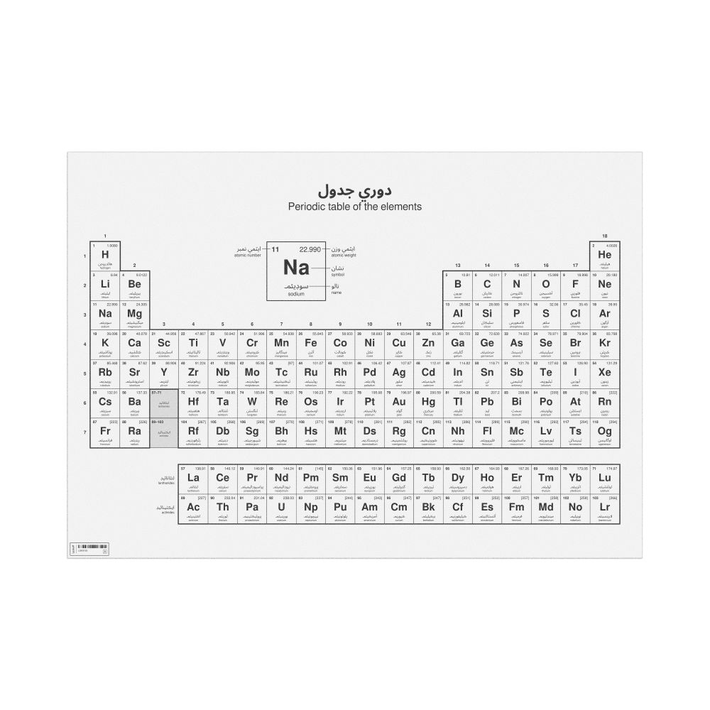 Leskoff Periodic Table Chart, 33.1 x 23.4 in (84.1 x 59.4 cm, Poster / Wall Chart), 18-Column Layout, Sindhi/English-Labeled, image 1 of 2