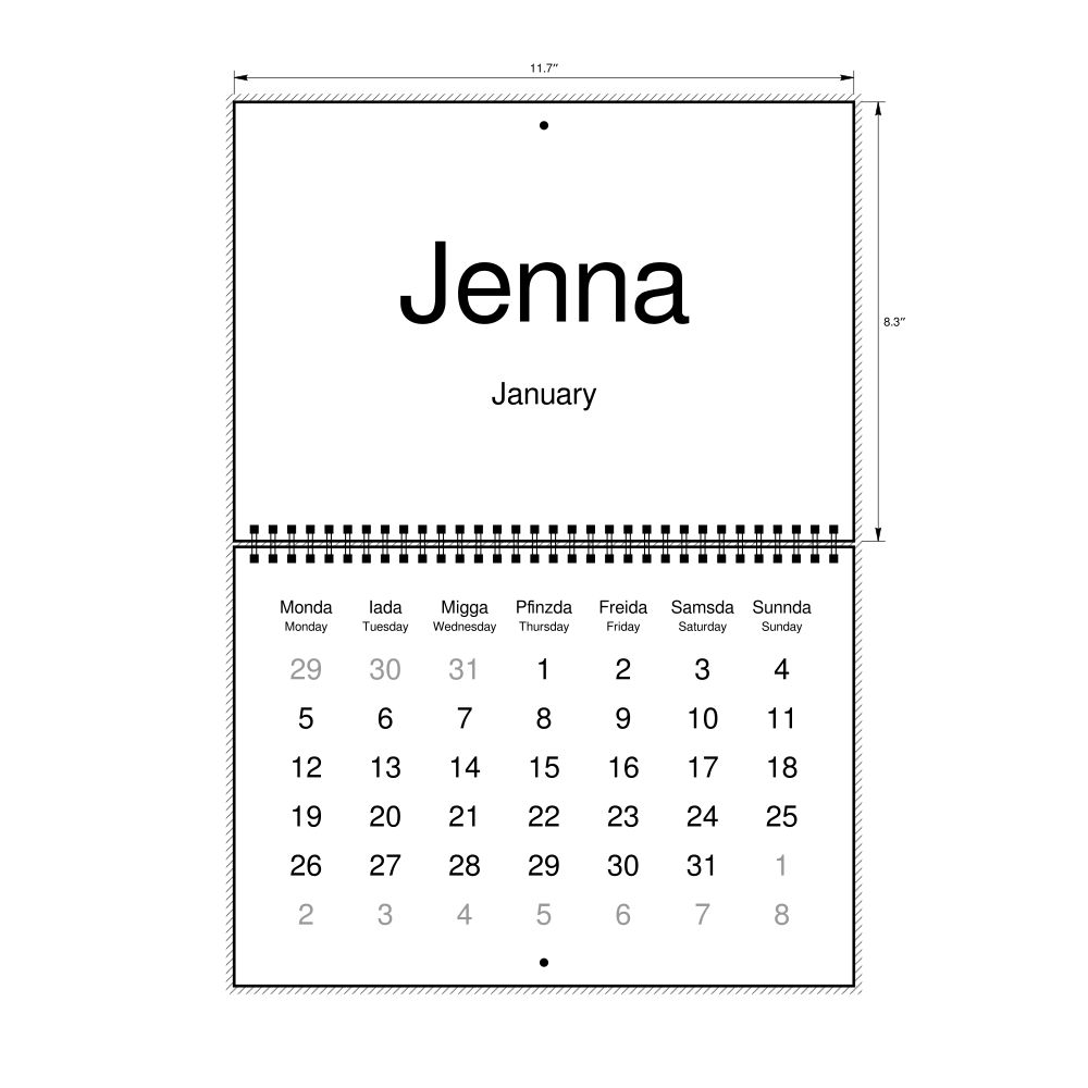 Leskoff 2026 Wall Calendar, Bavarian/English-Labeled, Monday-Start Layout, Wire-Bound, 11.7 x 8.3 in (29.7 x 21.0 cm), image 1 of 1