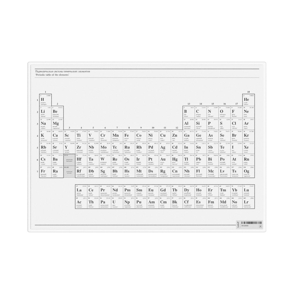 Leskoff Russian-Language Periodic Table, Russian/English-Labeled, image 1 of 1