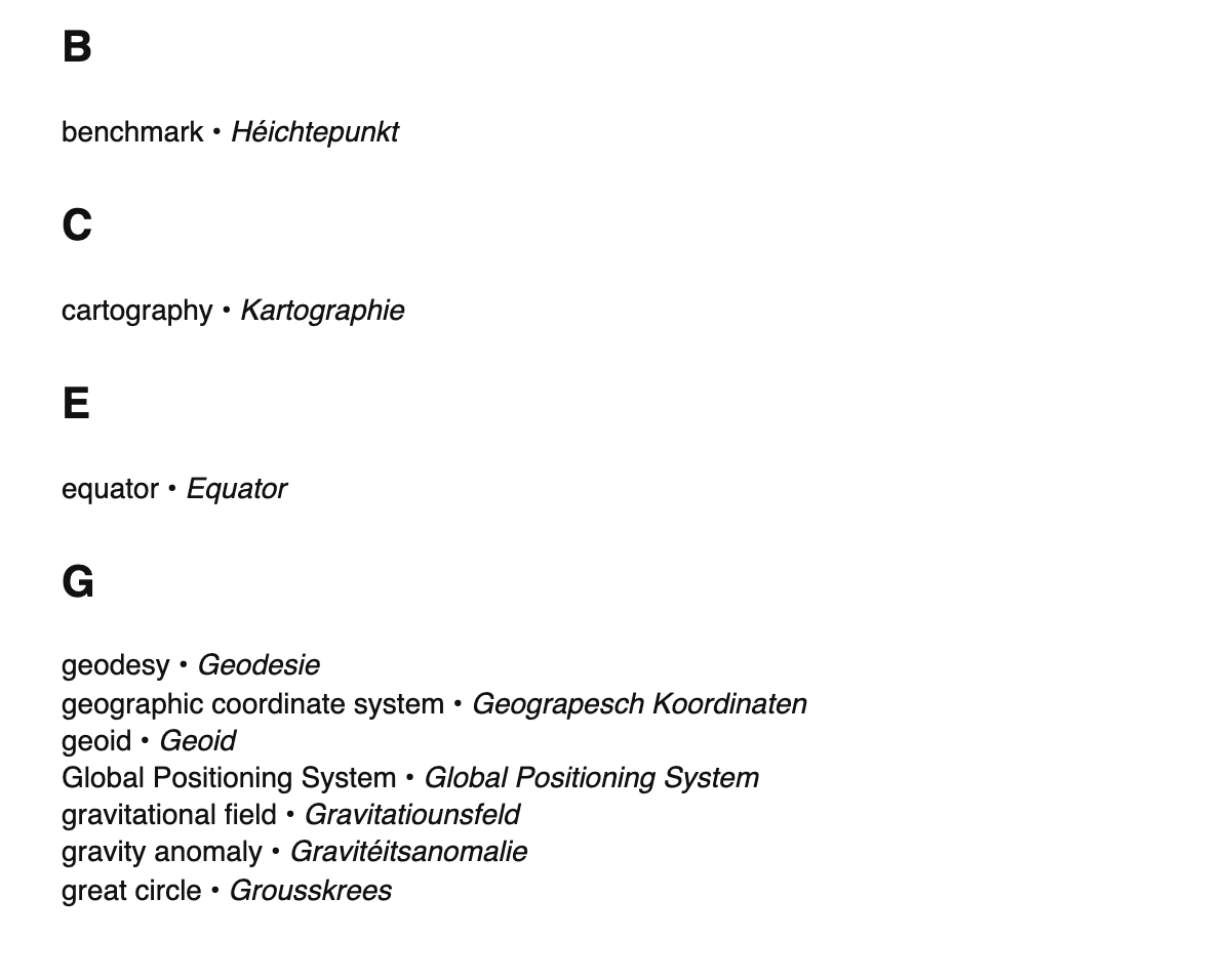Geodesy terms in Luxembourgish