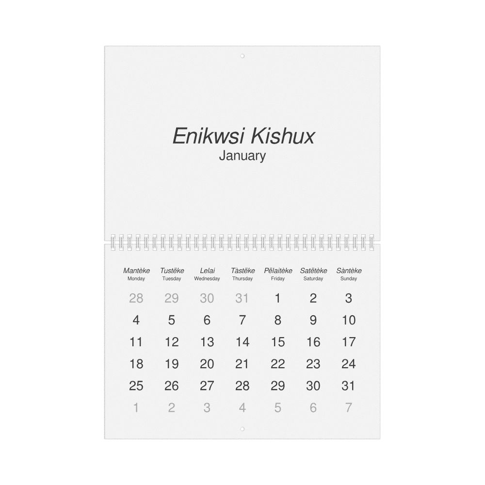 Leskoff 2027 Wall Calendar, Unami/English-Labeled, Monday-Start Layout, Wire-Bound, 11.7 x 8.3 in (29.7 x 21.0 cm), image 1 of 1