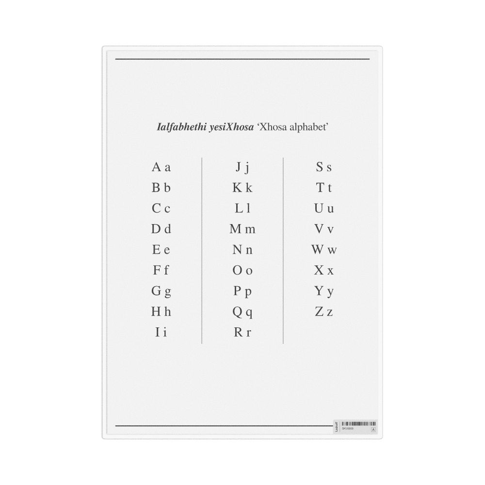Leskoff Xhosa Alphabet, Desk Chart, 8.3 x 11.7 in (21.0 x 29.7 cm), image 1 of 1