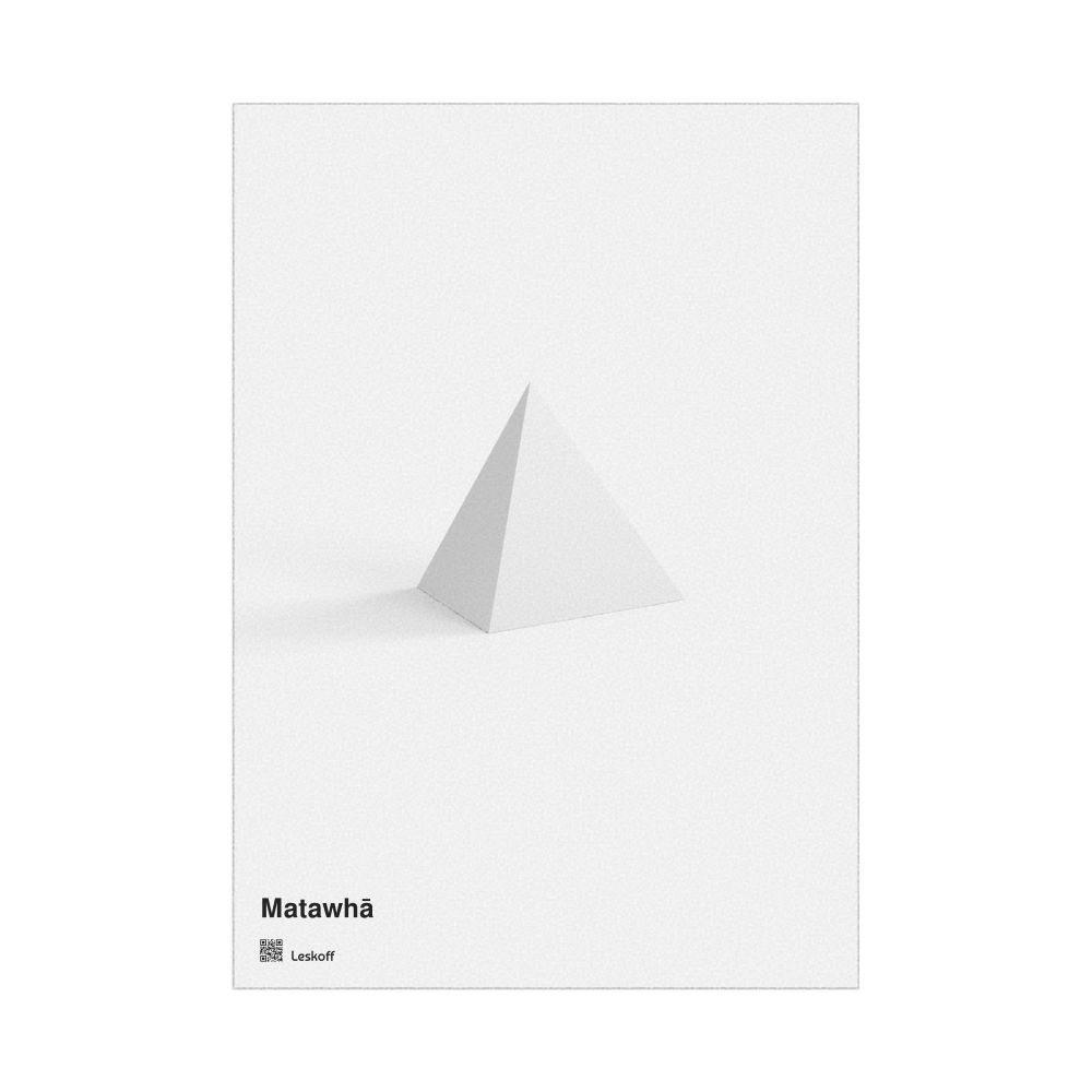 Leskoff Tetrahedron Poster, Solid Shape, Māori-Labeled, image 1 of 1