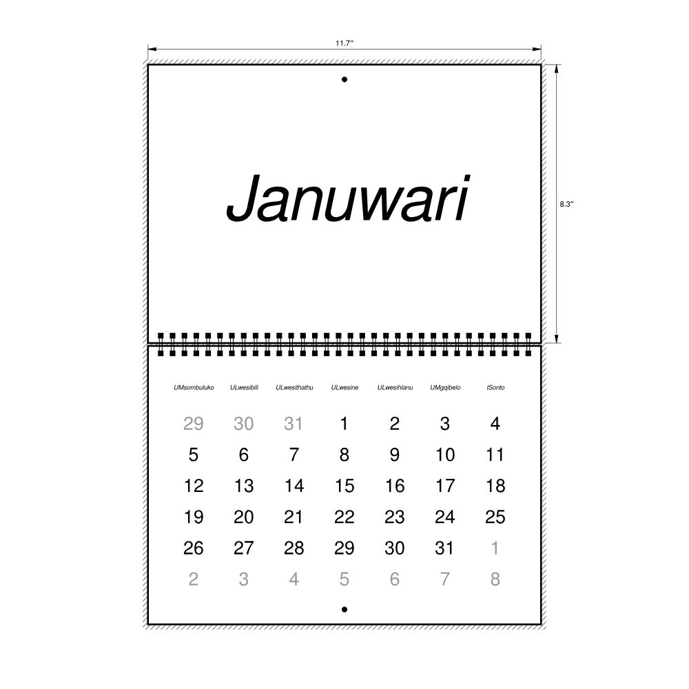Leskoff 2026 Wall Calendar, Zulu-Labeled, Monday-Start Layout, Wire-Bound, 11.7 x 8.3 in (29.7 x 21.0 cm), image 2 of 2