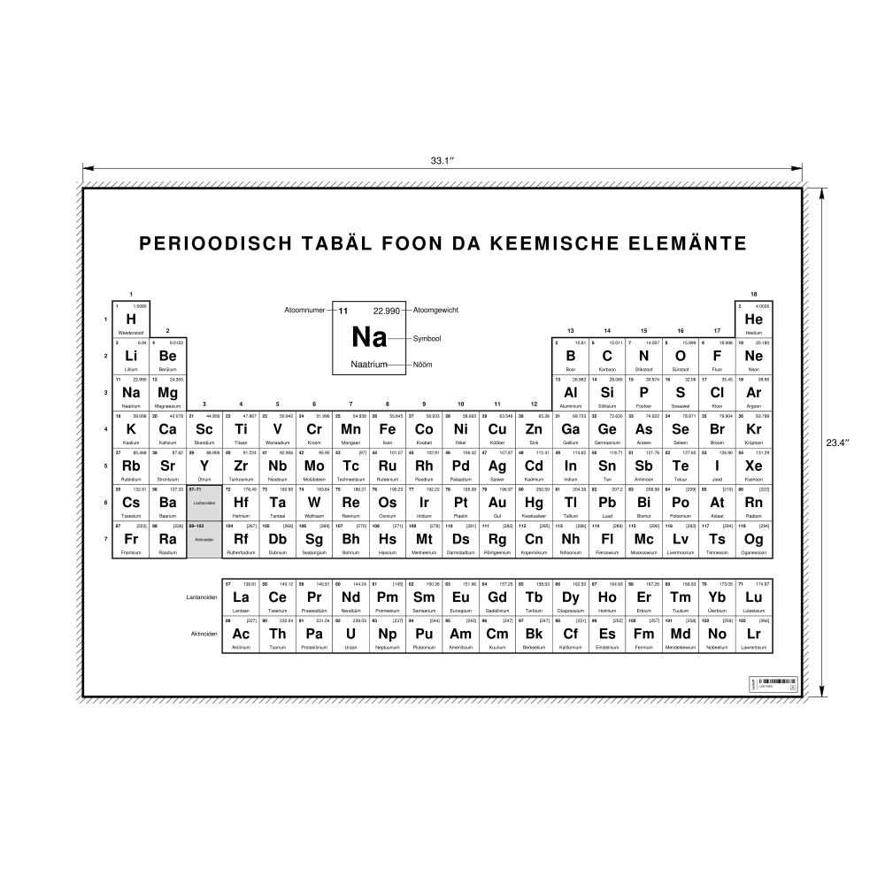 Leskoff Periodic Table Chart, 33.1 x 23.4 in (84.1 x 59.4 cm, Poster / Wall Chart), 18-Column Layout, North Frisian-Labeled, image 1 of 2