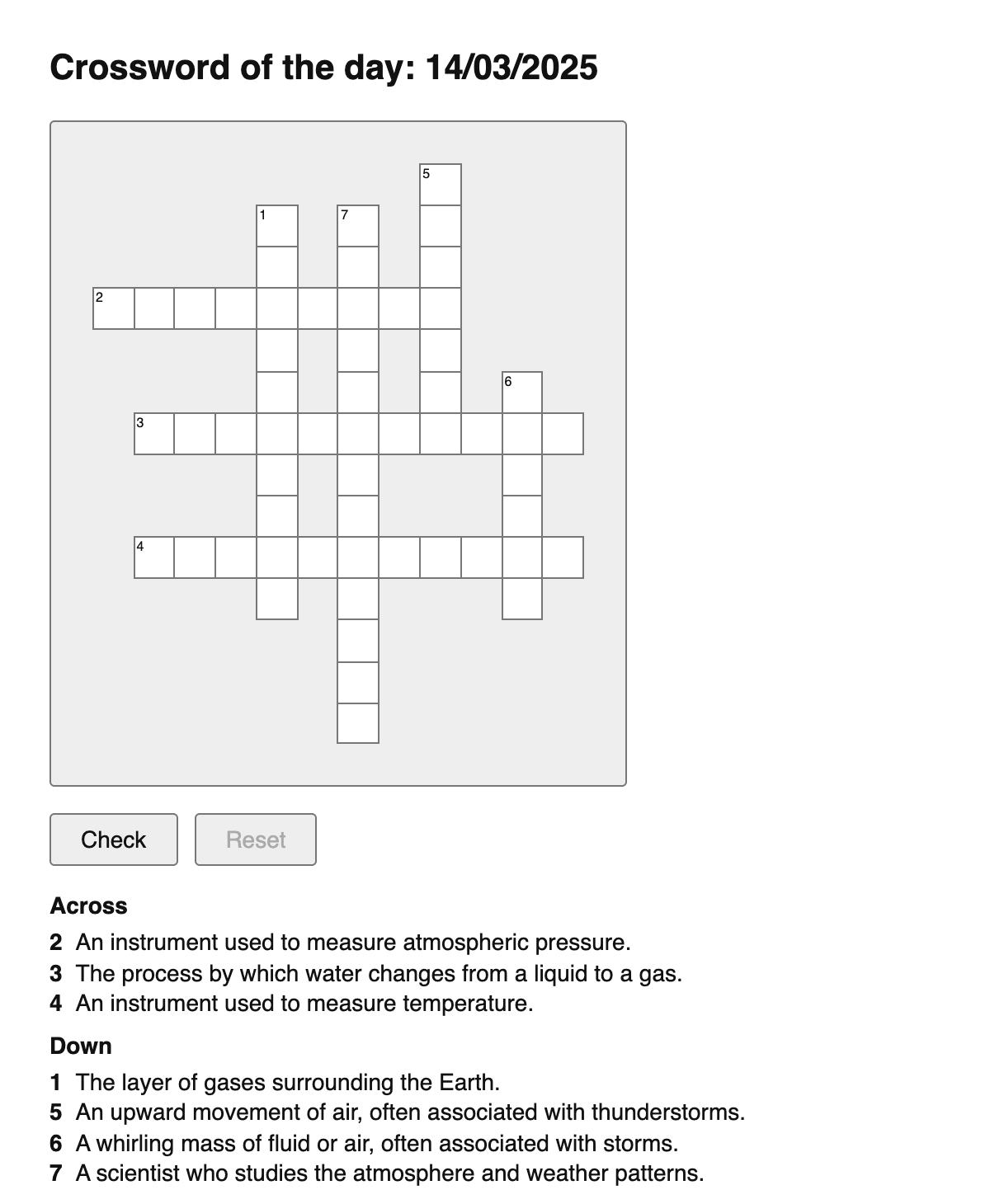 Meteorology Crossword