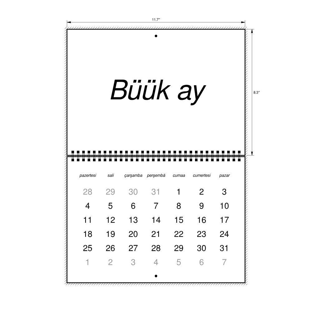 Leskoff 2027 Wall Calendar, Gagauz-Labeled, Monday-Start Layout, Wire-Bound, 11.7 x 8.3 in (29.7 x 21.0 cm), image 2 of 2