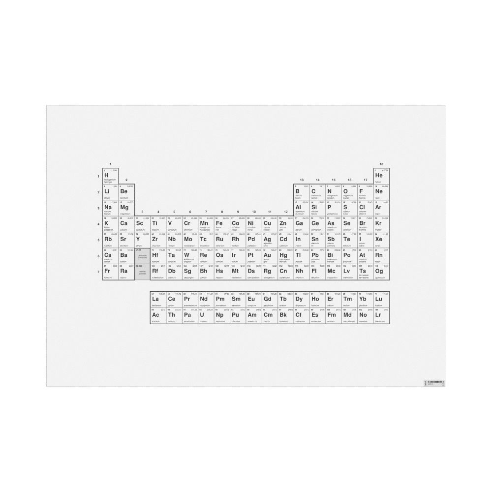Leskoff Periodic Table Chart, 18-Column Layout, Latin/English-Labeled, 33.1 x 23.4 in (84.1 x 59.4 cm, Poster / Wall Chart), image 1 of 1