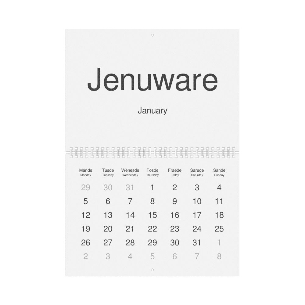 Leskoff 2026 Wall Calendar, Bislama/English-Labeled, Monday-Start Layout, Wire-Bound, 11.7 x 8.3 in (29.7 x 21.0 cm), image 1 of 1