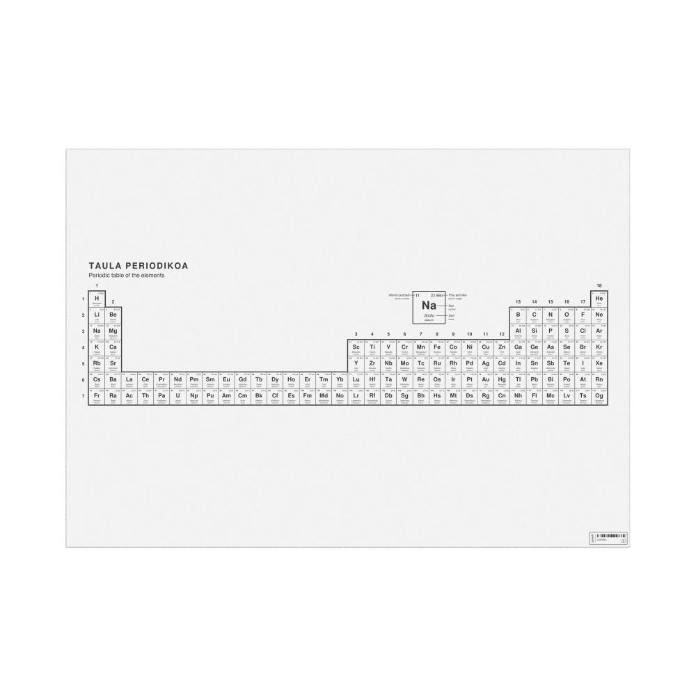 Leskoff Periodic Table Chart, 33.1 x 23.4 in (84.1 x 59.4 cm, Poster / Wall Chart), 32-Column Layout, Basque/English-Labeled, image 1 of 2