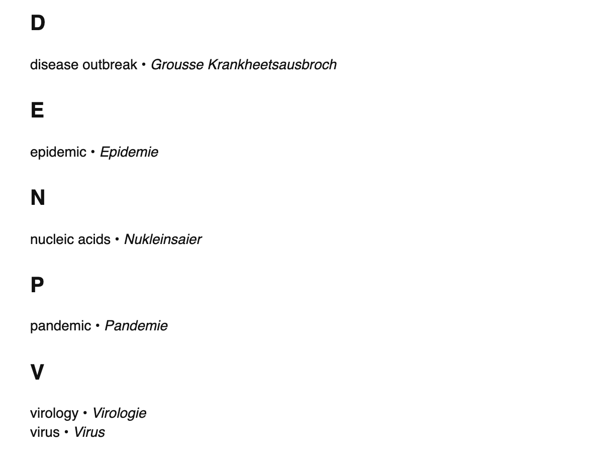 Virology terms in Luxembourgish