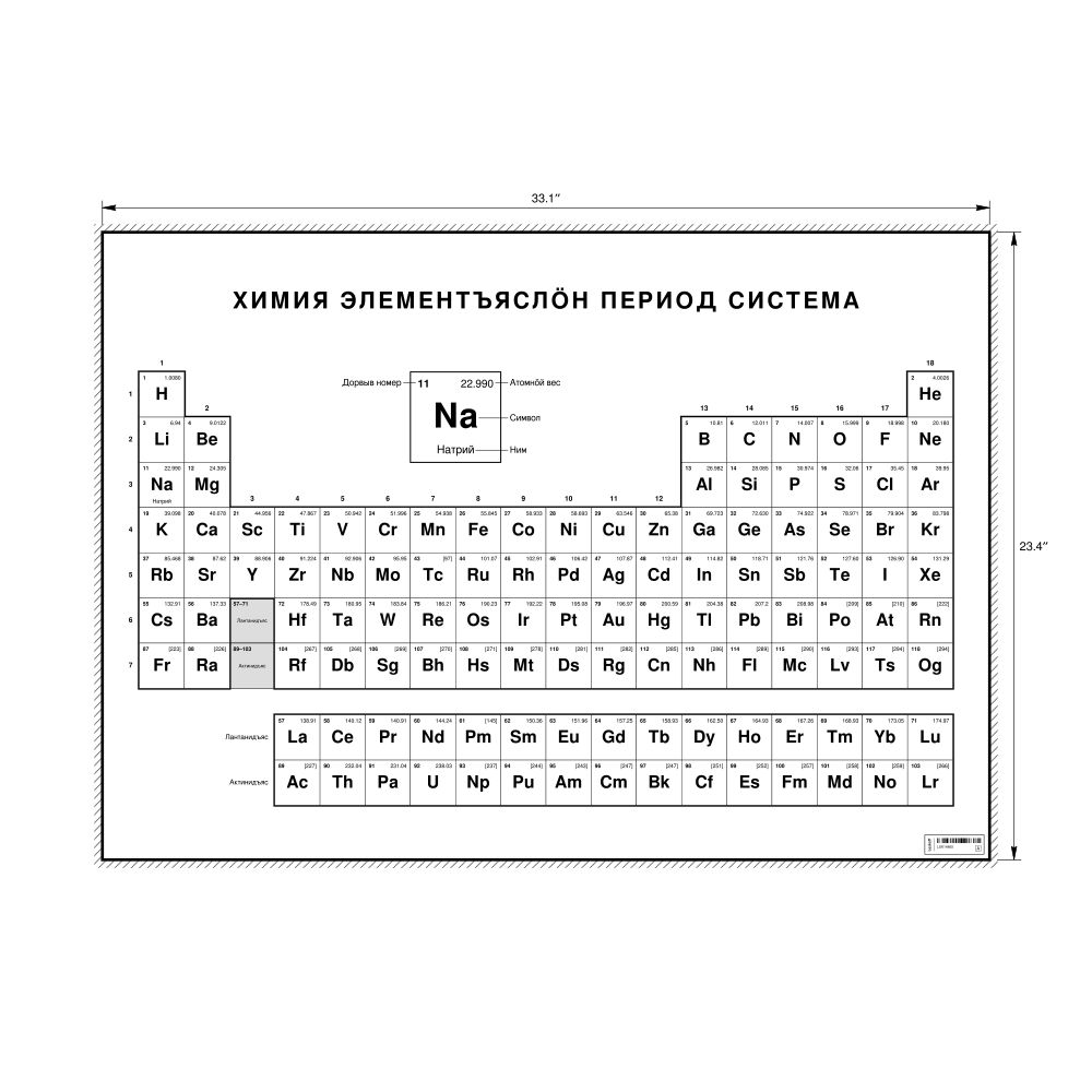 Leskoff Periodic Table Chart, 33.1 x 23.4 in (84.1 x 59.4 cm, Poster / Wall Chart), 18-Column Layout, Komi-Labeled, image 1 of 2