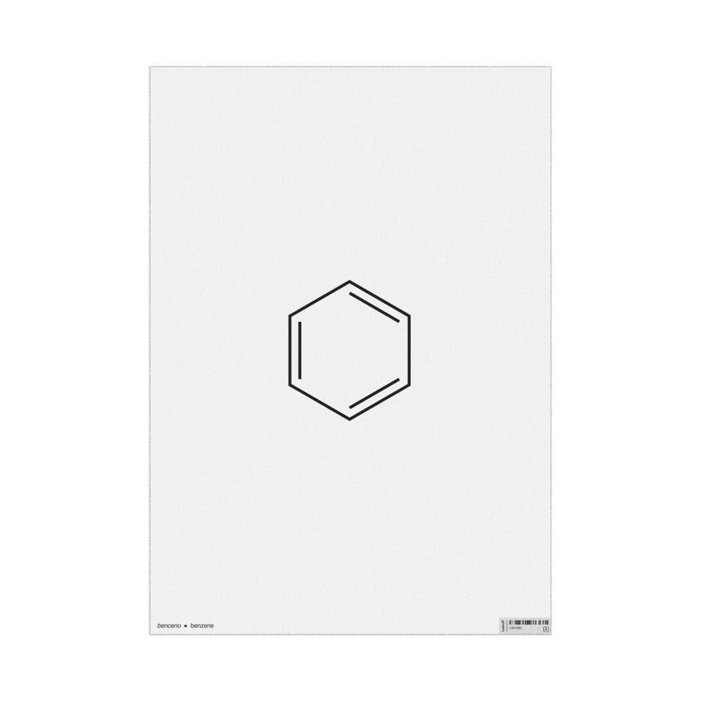 Leskoff Benzene Molecule Poster, 2D Structure, Spanish/English-Labeled, image 1 of 1