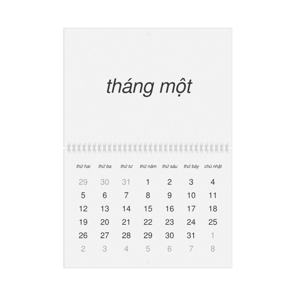 Leskoff 2026 Wall Calendar, Vietnamese-Labeled, Monday-Start Layout, Wire-Bound, 11.7 x 8.3 in (29.7 x 21.0 cm), image 1 of 1