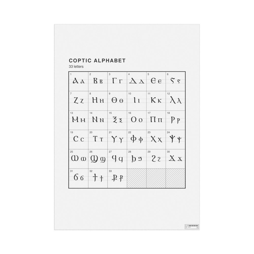 Leskoff Coptic Alphabet Chart, 23.4 x 33.1 in (59.4 x 84.1 cm, Poster / Wall Chart), image 1 of 2