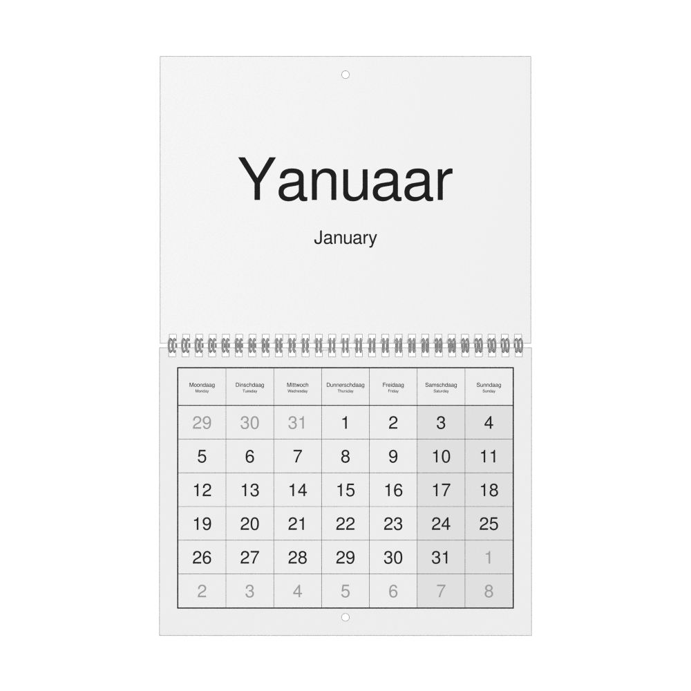 Leskoff 2026 Wall Calendar, Pennsylvania Dutch/English-Labeled, Monday-Start Layout, Wire-Bound, 11 x 8.5 in (27.9 x 21.6 cm), image 1 of 1